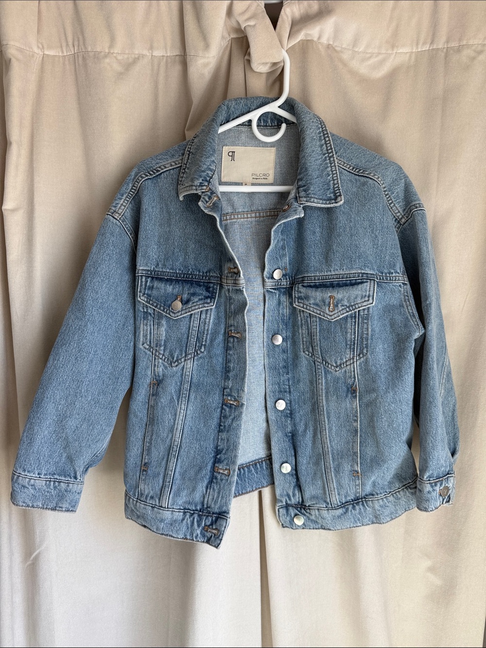 Pilcro Classic Light Wash Denim Jacket in Blue